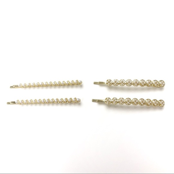 NEW - 4 Detailed Bobby Pins Gold and Pearl - Picture 1 of 7